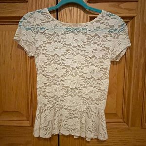 Creme Floral lace Dress T-shirt